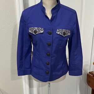 Prosper & Devine Periwinkle Royal Blue Embellished Jean Jacket  SZ S